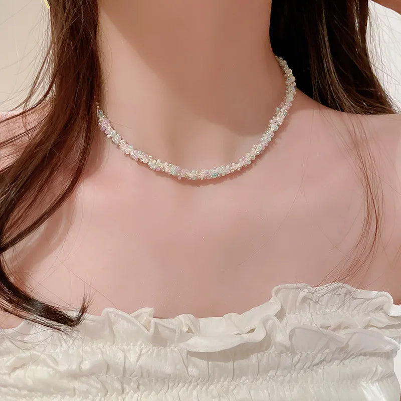 Titanium Steel Rice Bead Necklace OutfitFlow