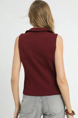 Umgee Zip-Front Fitted Vest with Pockets Trendsi