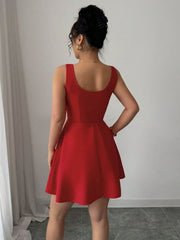 Tie Front Wide Strap Dress OutfitFlow
