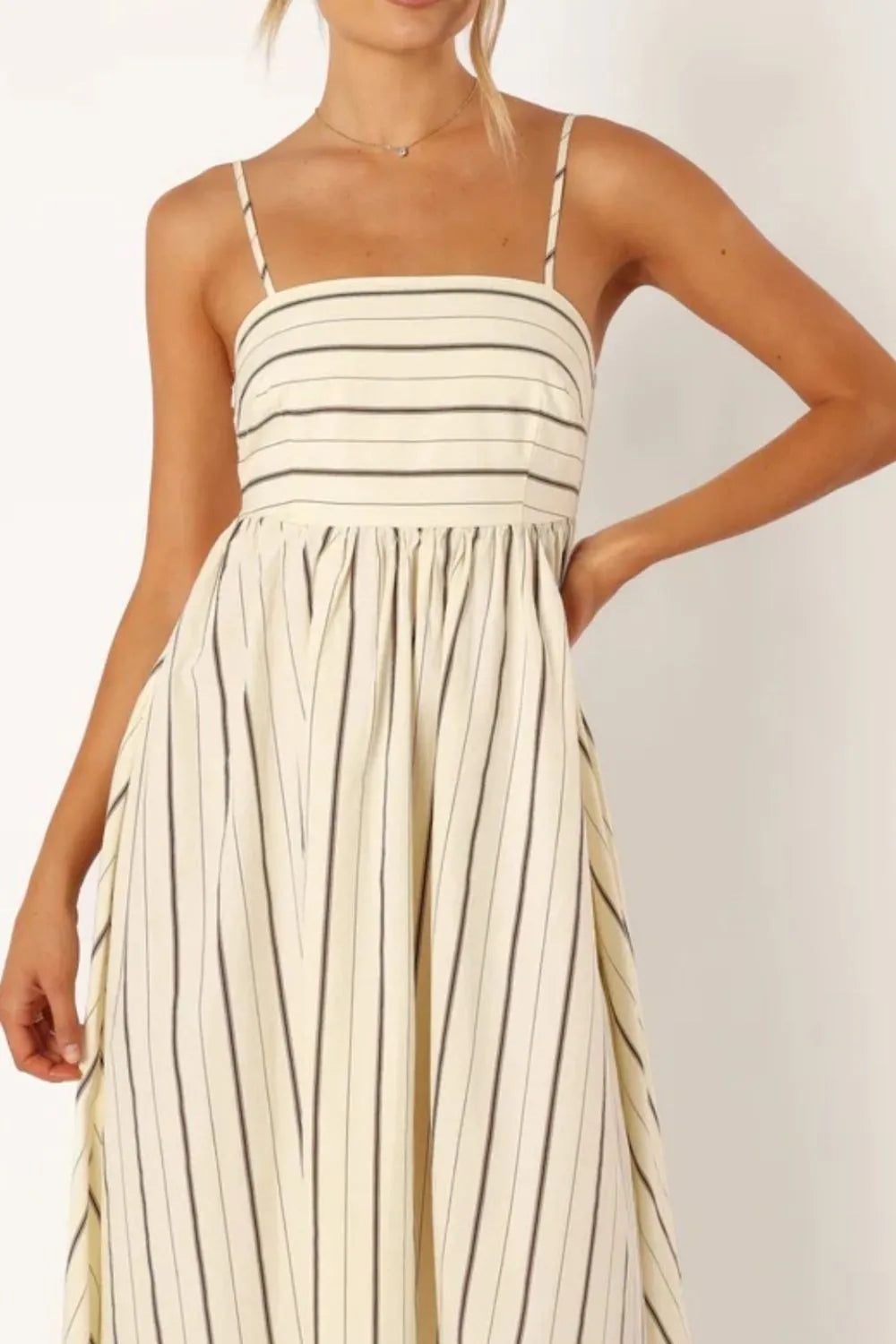 Striped Square Neck Cami Dress OutfitFlow