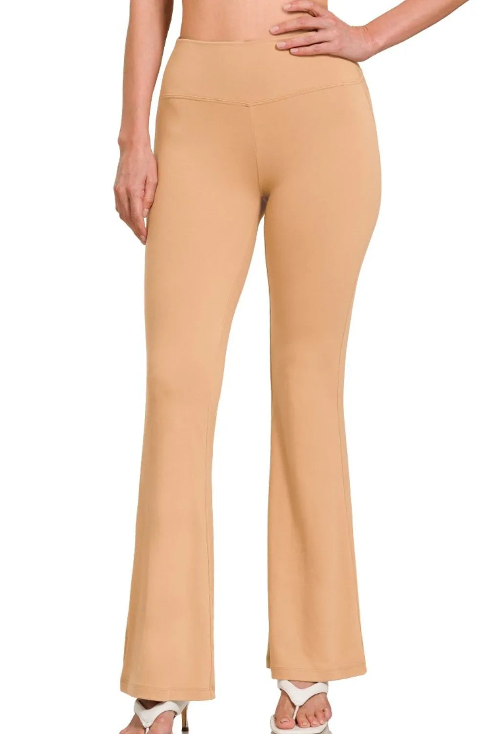 Zenana Buttery Soft Flare Leg High Waist Yoga Pants DK BRUSH OutfitFlow