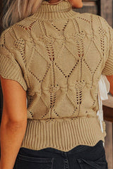 Openwork Turtleneck Sweater Vest