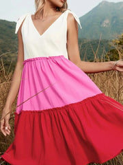 Colorblock Tiered Midi Tank Dress OutfitFlow