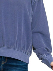 Zenana Soft Fleece Pigment Dye Round Neck Pullover Trendsi