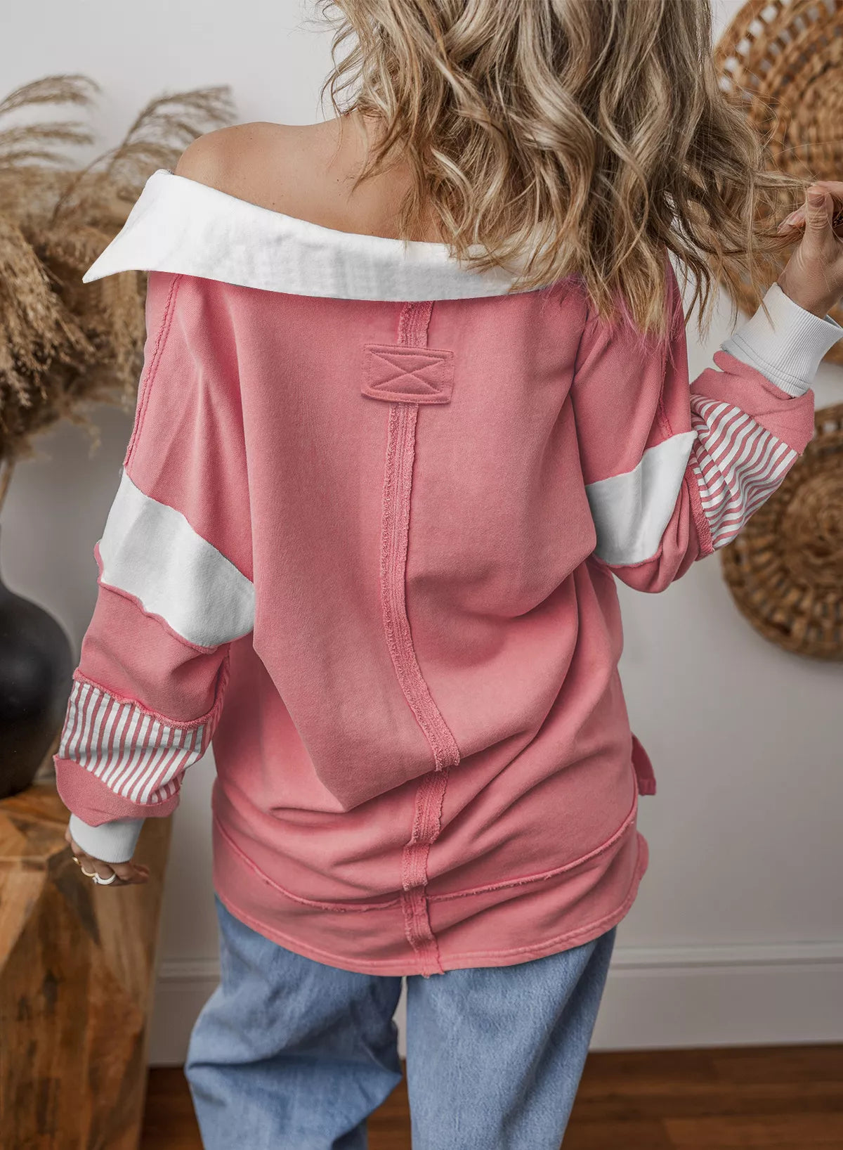 Striped Color Block Long Sleeve Sweatshirt OutfitFlow