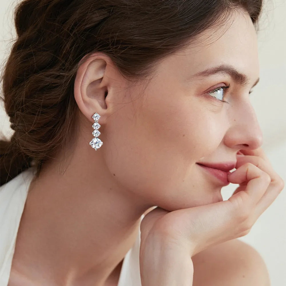 4 Carat Moissanite 925 Sterling Silver Earrings OutfitFlow