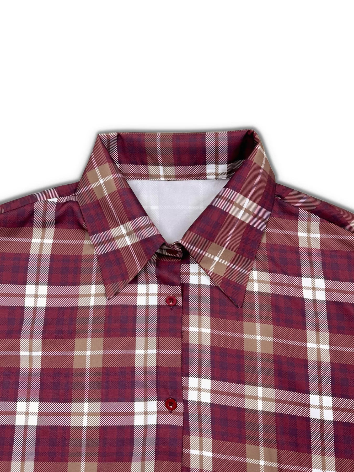 Plus Size Plaid Long Sleeve Mini Shirt Dress OutfitFlow