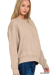 Zenana Fleece Long Sleeve Sweatshirts & Shorts Set OutfitFlow