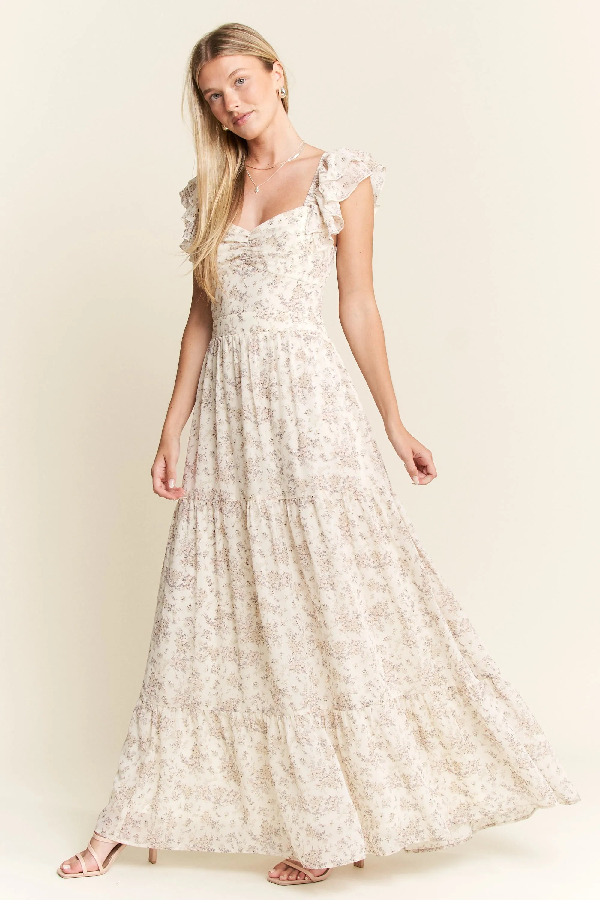 Jade By Jane Full Size Ruffle Sleeve Tiered Maxi Dress Plus Size OutfitFlow