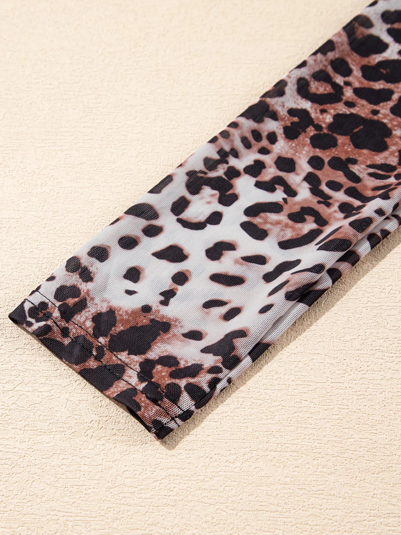 Leopard Print Long Sleeve Mock Neck Bodysuit OutfitFlow