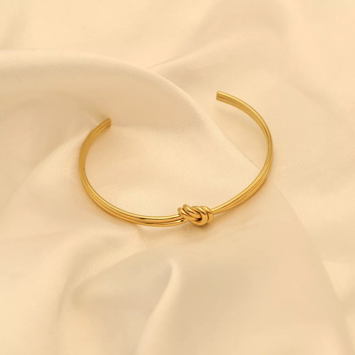 18K Gold-Plated Knot Open Bracelet OutfitFlow