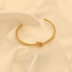 18K Gold-Plated Knot Open Bracelet OutfitFlow
