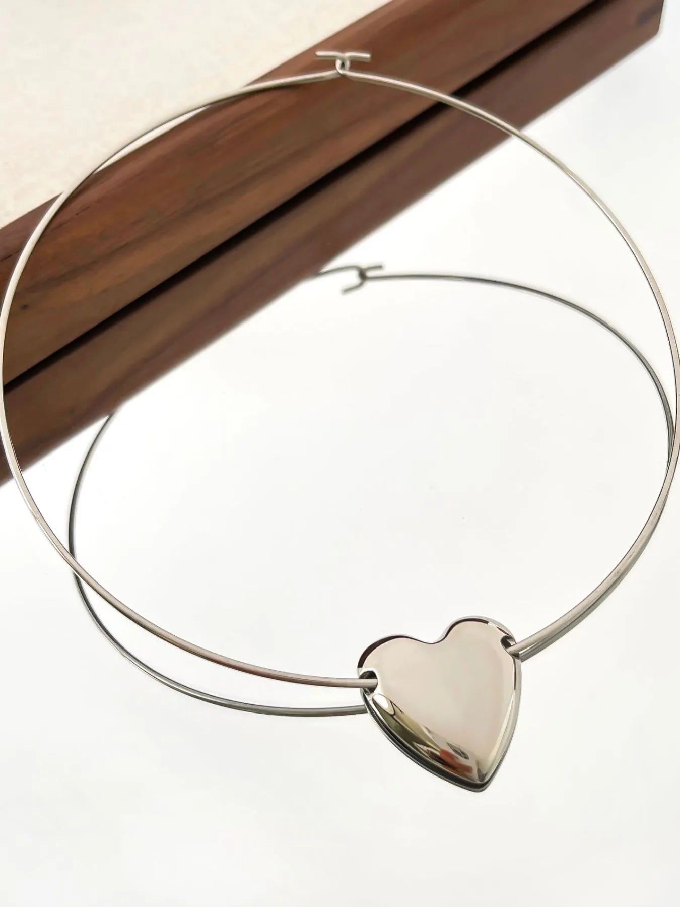 Stainless Steel Heart Pendant Choker Necklace OutfitFlow