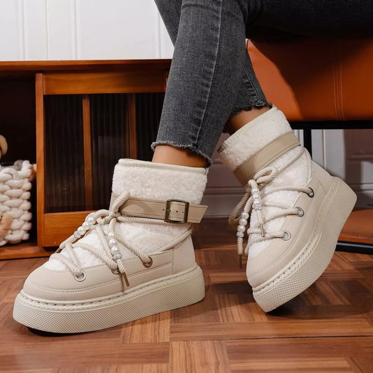 Lace Up Platform Boots Trendsi