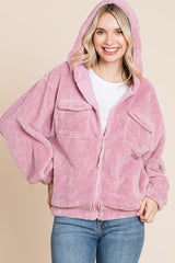 Outfit Flow - Culture Code Faux Fur Zip Up Hooded Jacket with Side Pockets