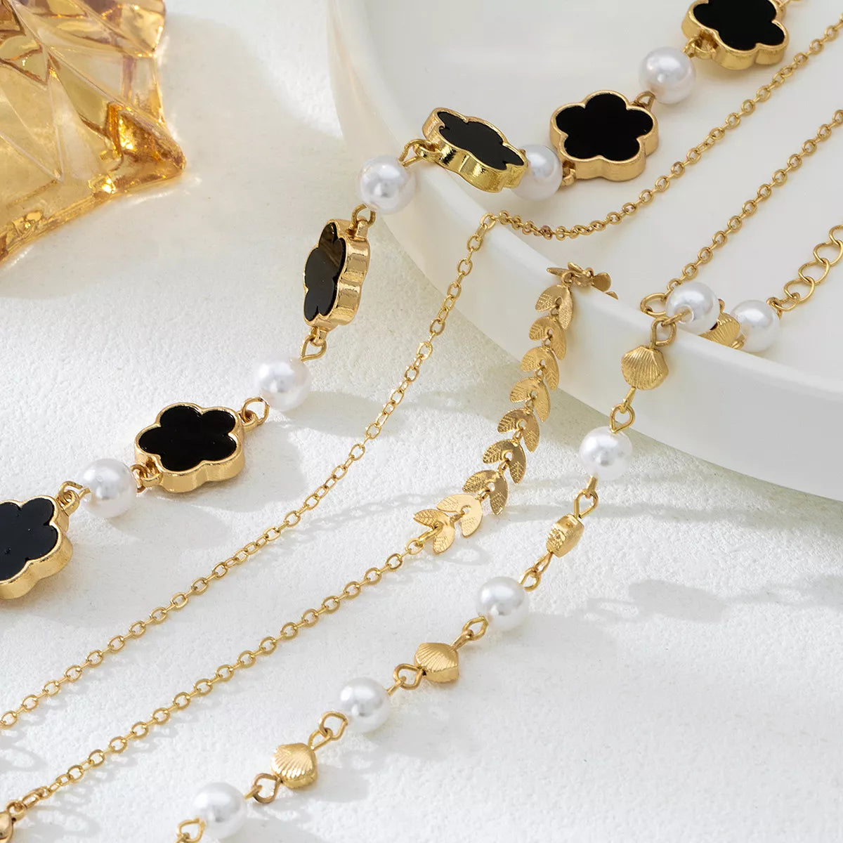 4-Piece 18K Gold-Plated Alloy Resin Bracelet OutfitFlow