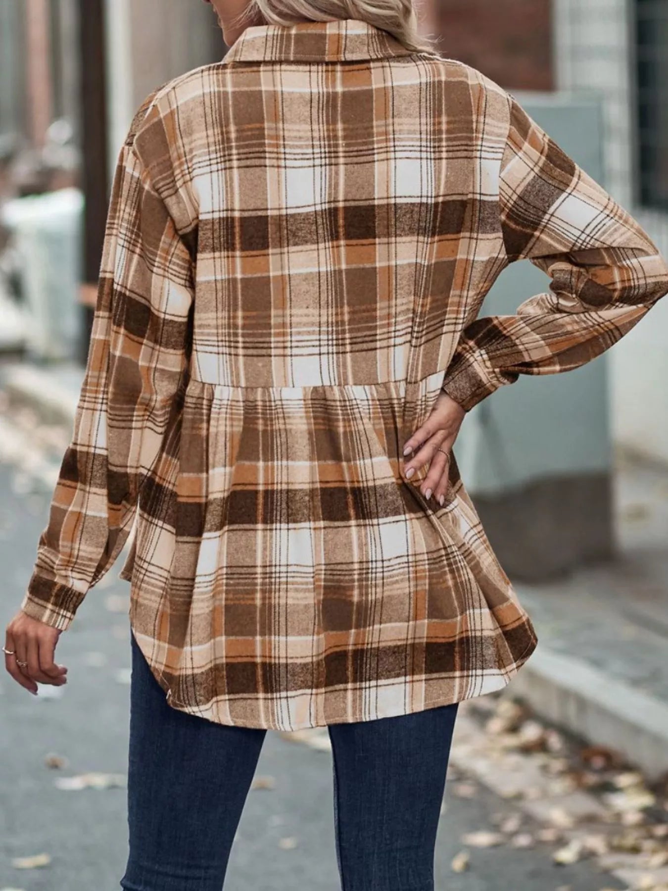 Plaid Button-Down Long Sleeve Shirt OutfitFlow