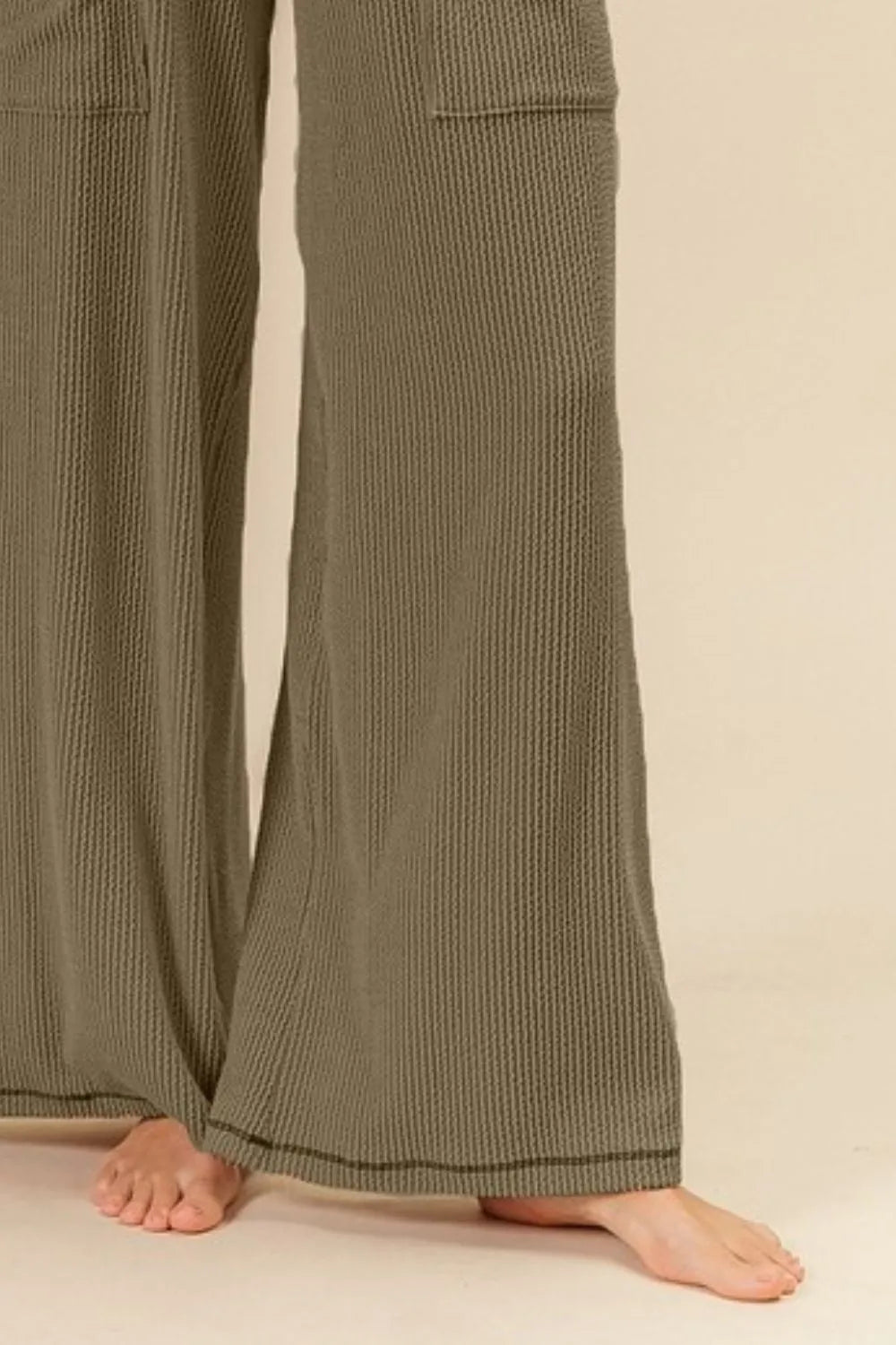 BiBi 2tone Cord Rib Waist Band Side Pocket Pants OutfitFlow