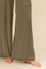 BiBi 2tone Cord Rib Waist Band Side Pocket Pants OutfitFlow