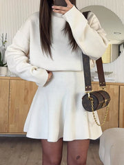 Round Neck Long Sleeve Mini Sweater Dress OutfitFlow