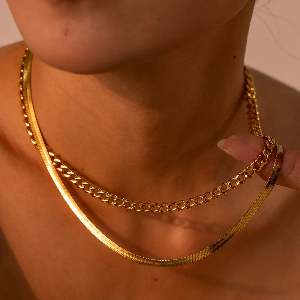 18K Gold-Plated Double Layered Necklace OutfitFlow
