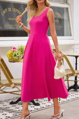 Side Slit Scoop Neck Wide Strap Dress OutfitFlow