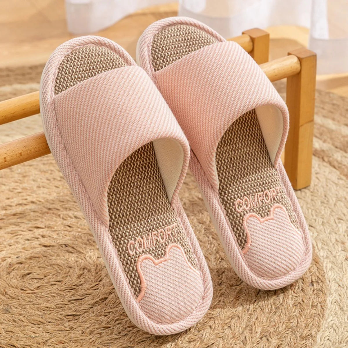 Open Toe Flats Slippers Pink OutfitFlow