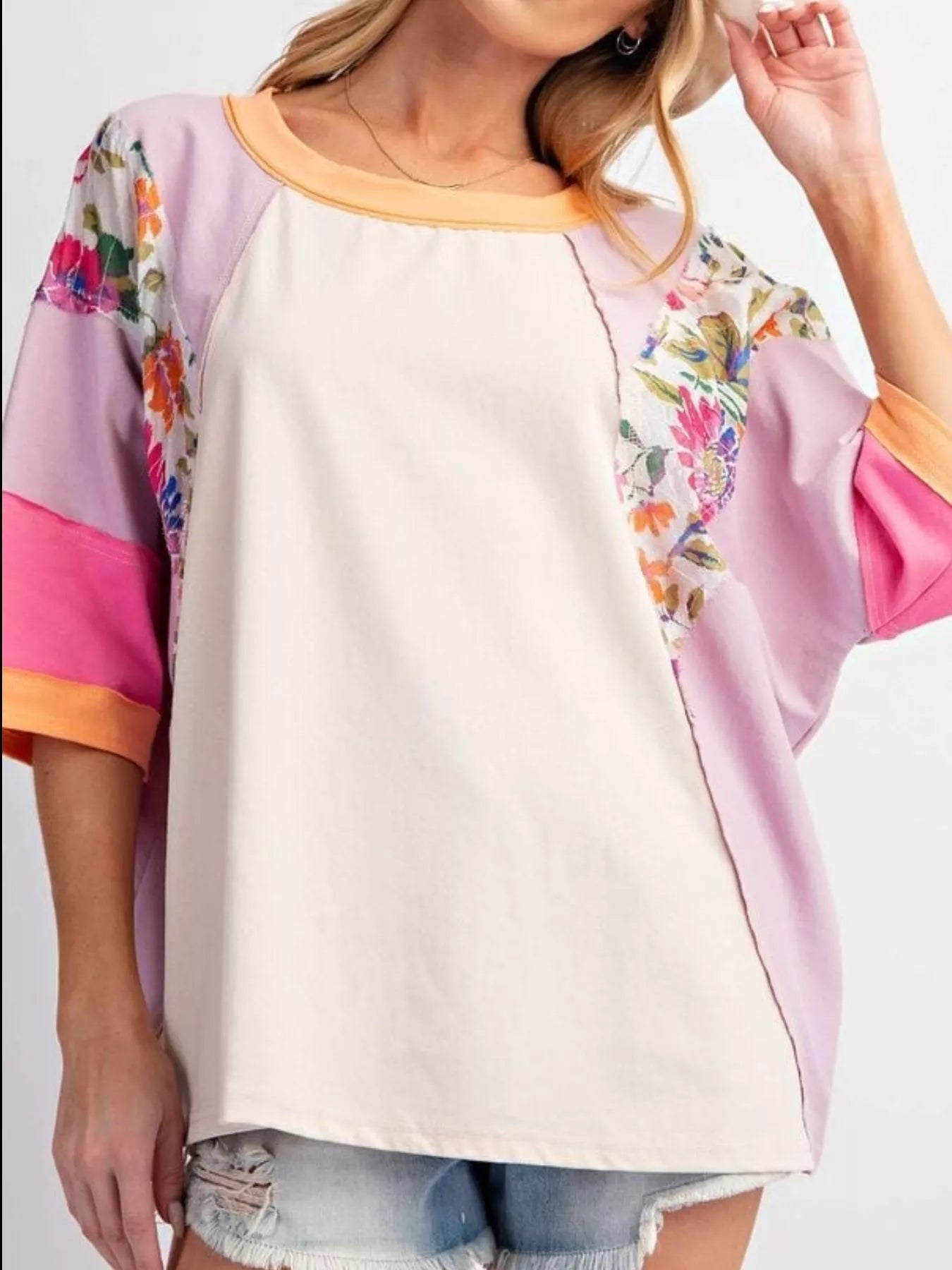 Striped Floral Long Sleeve T-Shirt Lilac OutfitFlow