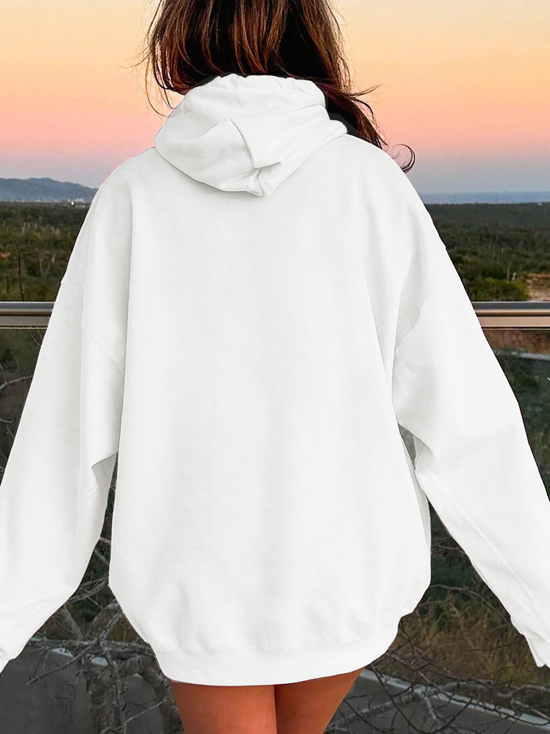 Drawstring Dropped Shoulder Hoodie OutfitFlow