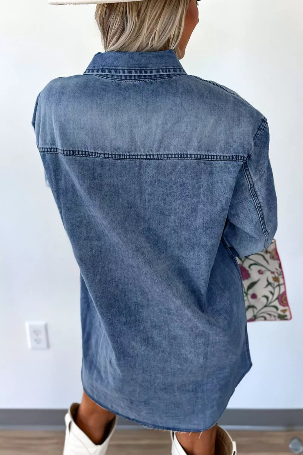 Vintage Wash Button-Down Denim Dress OutfitFlow