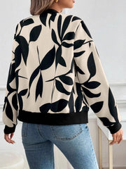 Printed Zip Up Long Sleeve Jacket OutfitFlow