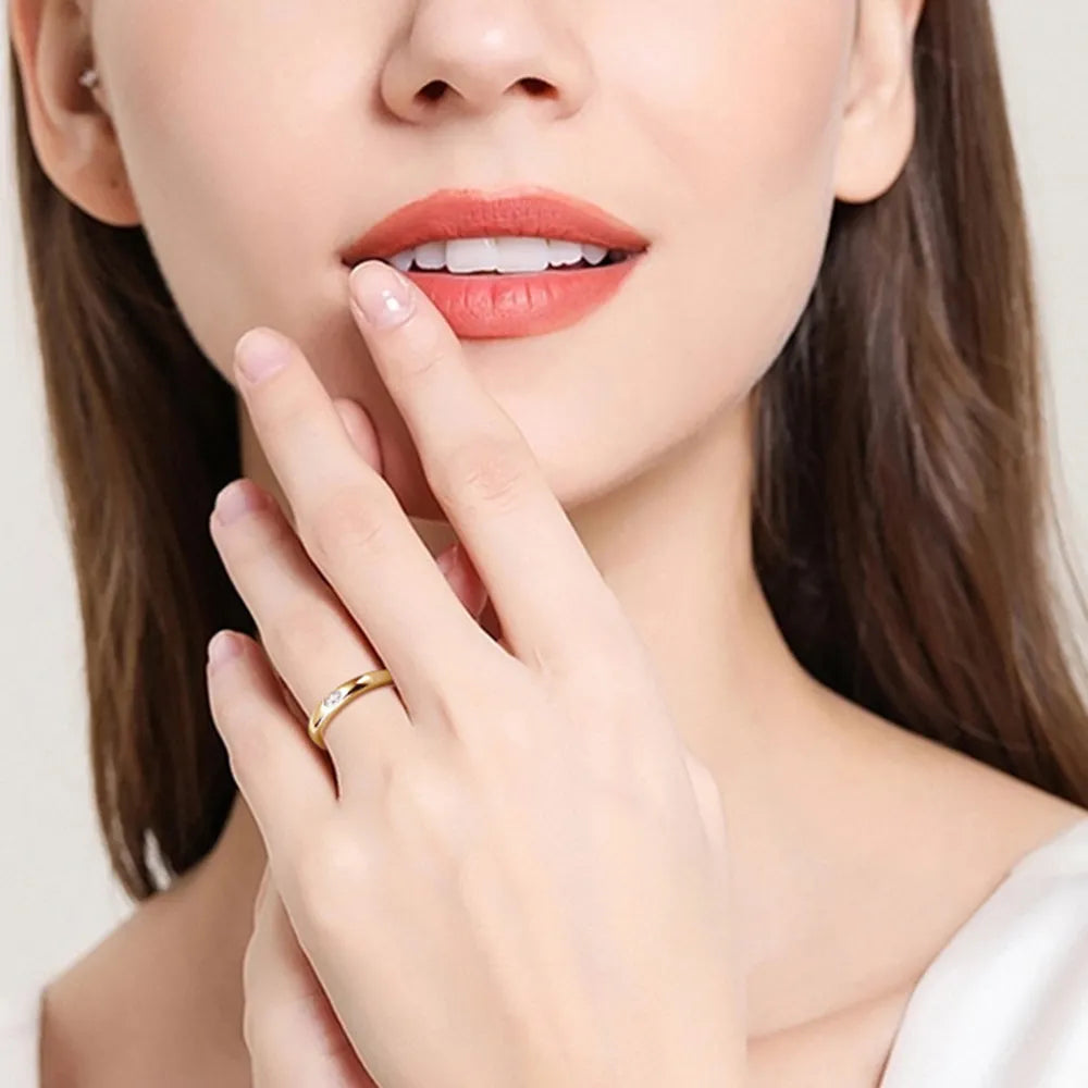 925 Sterling Silver Inlaid Moissanite Ring OutfitFlow