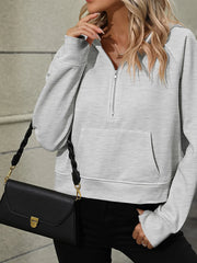 Half-Zip Hoodie with Kangaroo Pocket OutfitFlow