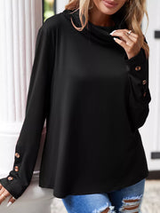 Cowl Neck Long Sleeve Blouse OutfitFlow