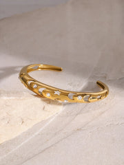 Stainless Steel Inlaid Rhinestone Cutout Bracelet OutfitFlow