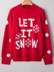LET IT SNOW Christmas Loose Sweater OutfitFlow