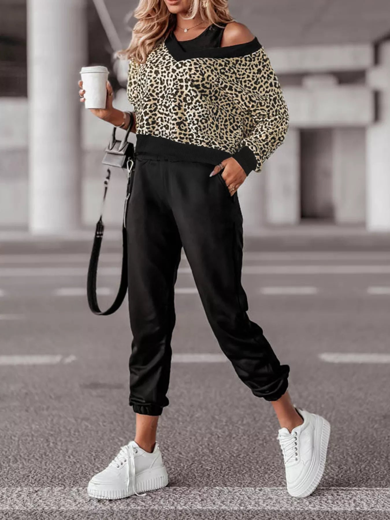 Leopard Print Sweatshirt and Jogger Set Leopard OutfitFlow