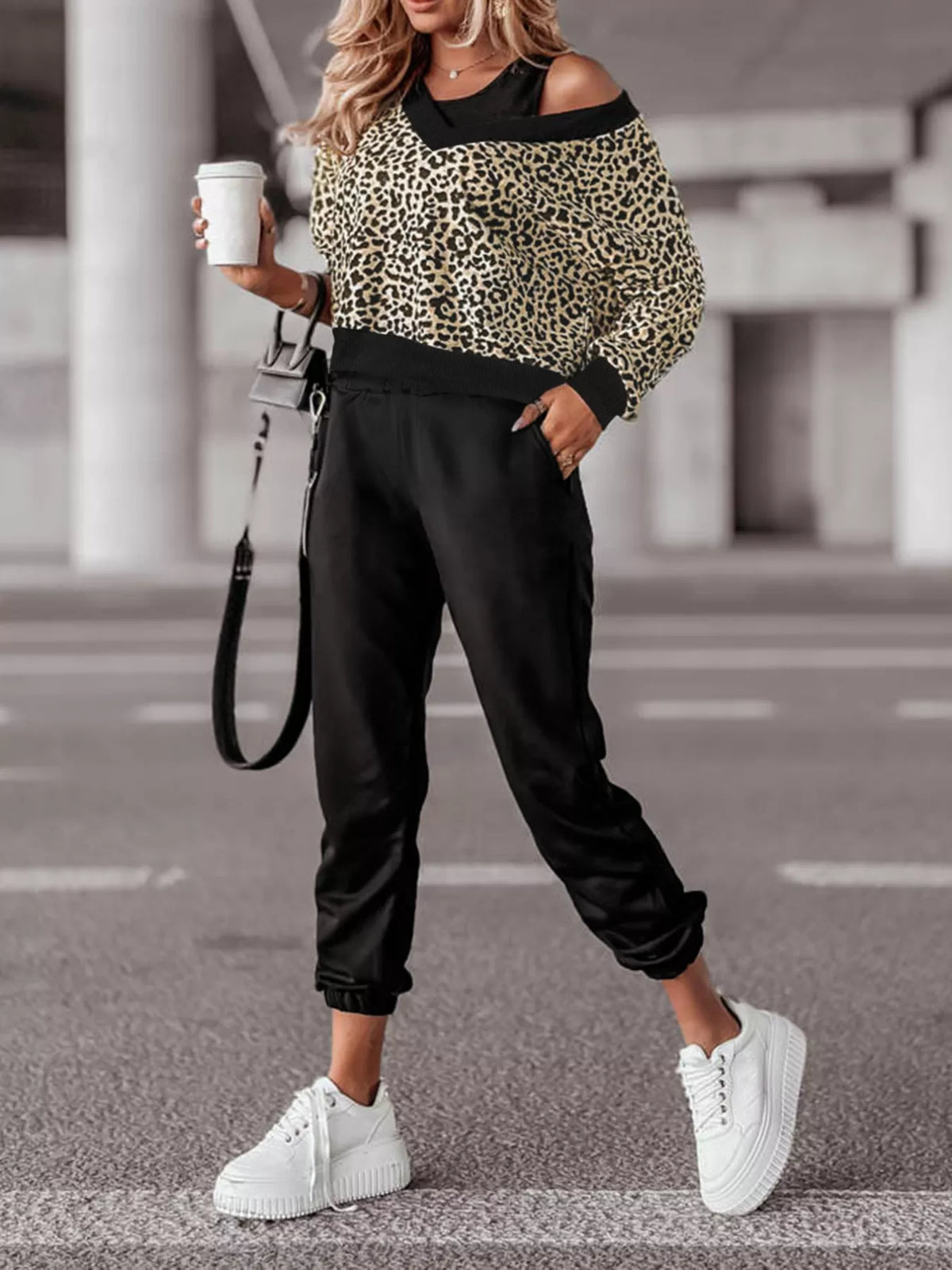 Leopard Print Sweatshirt and Jogger Set Leopard OutfitFlow