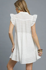 Umgee Ruffle Cap Sleeve Textured Mini Dress OutfitFlow