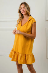 BiBi Ruffled French Terry Hooded Dress OutfitFlow