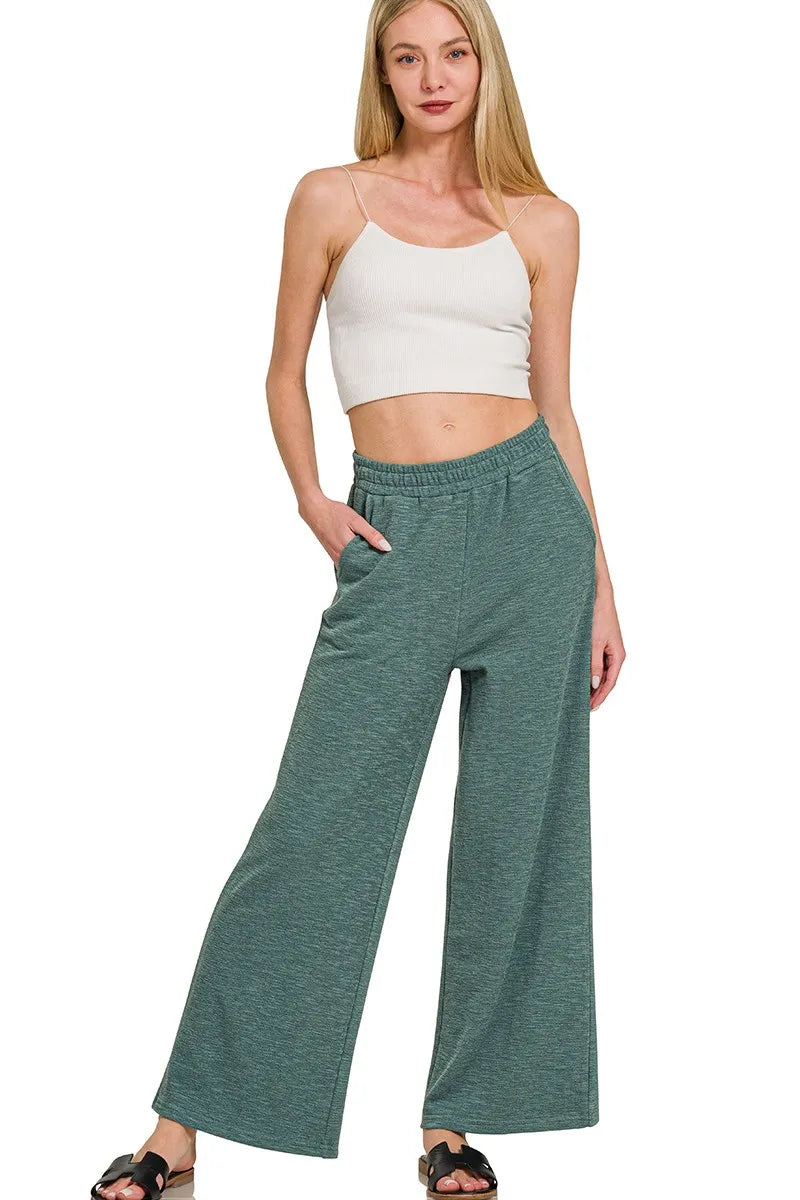 Zenana Cotton Slub Wide Leg Pants OutfitFlow