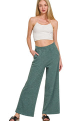 Zenana Cotton Slub Wide Leg Pants OutfitFlow