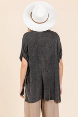 Mittoshop Mineral Wash Loose Fit Button Down Shirt OutfitFlow