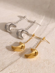 Stainless Steel Moon Dangle Earrings OutfitFlow