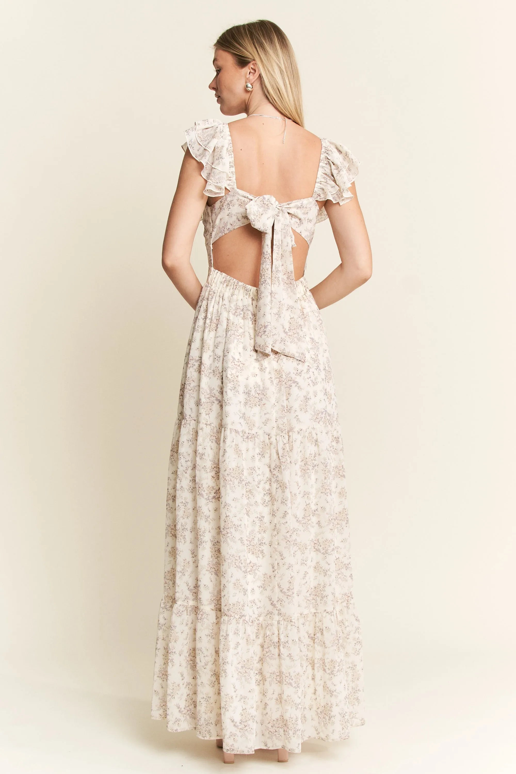 Jade By Jane Full Size Ruffle Sleeve Tiered Maxi Dress Plus Size OutfitFlow