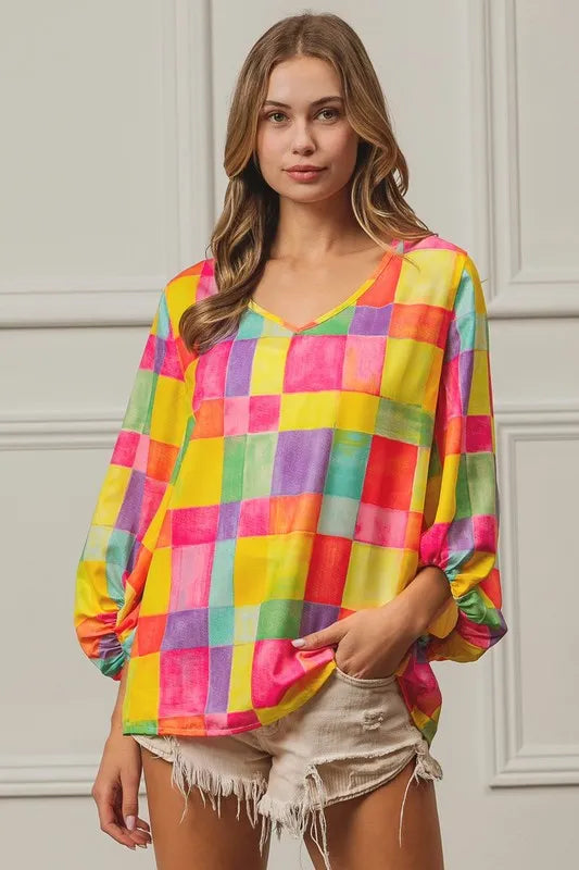 BiBi Multi Block Bubble Pop Ballon Top OutfitFlow
