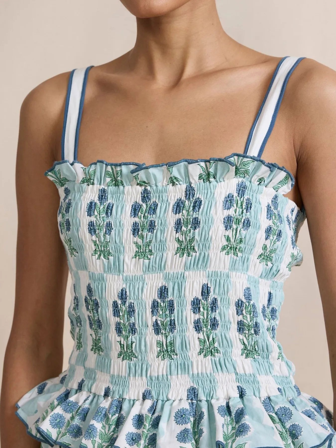 Bohemian Floral Print Smocked Tiered Maxi Dress OutfitFlow