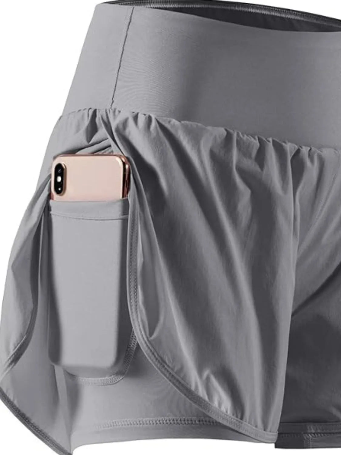 Pocketed High Waist Active Shorts Dark Gray OutfitFlow
