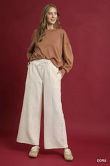 Umgee Cable Knit Textured Wide Leg Pants OutfitFlow
