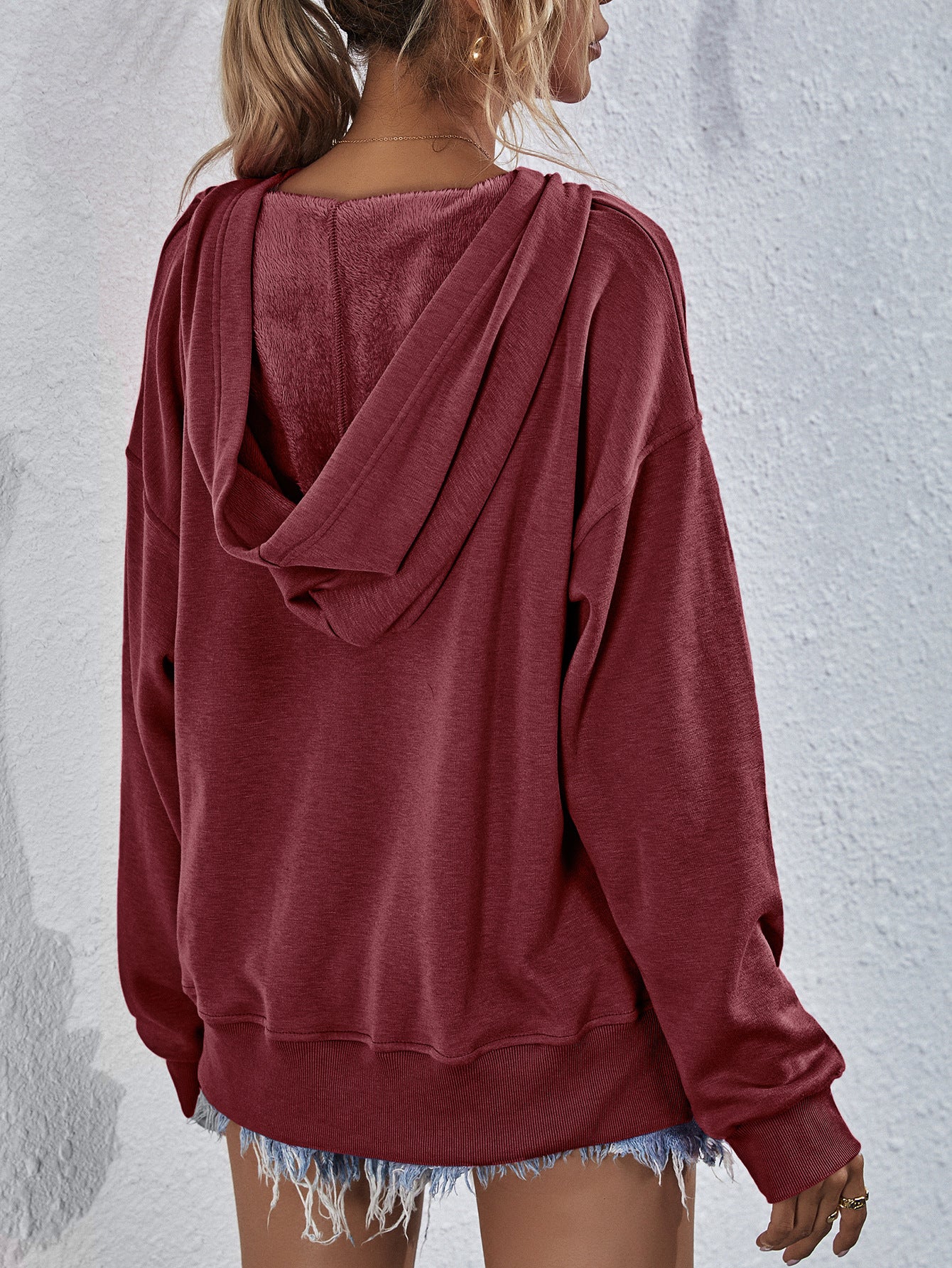 Outfit Flow - Dropped Shoulder Slit Hoodie